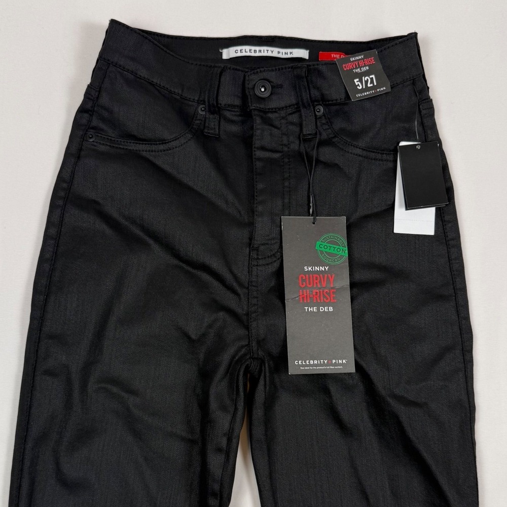 Celebrity Pink The Deb Skinny Curvy Hi-Rise Black Rinse Jeans 5/27 NEW NWT